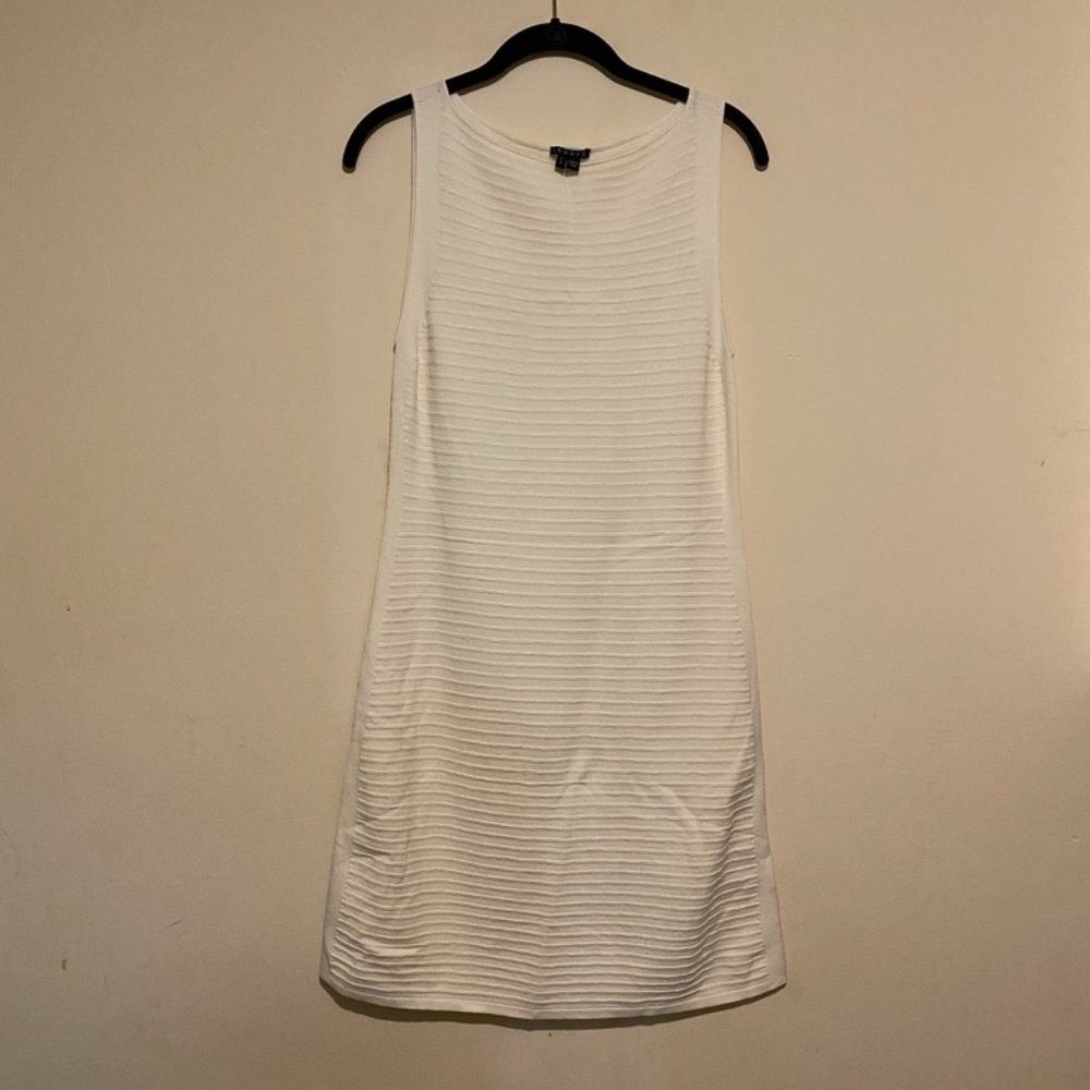 Theory Abrissa Bodycon Shift Dress in Ivory Ice size Large